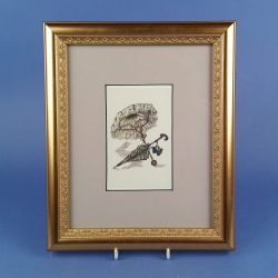 Gilt Framed Print of Victorian Parasols Primrose and Green Tartan
