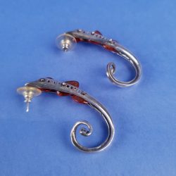Amber Disc Mounted Silver Ear Curls 5 Amber Disc Mounted Silver Ear Curls - Image 2