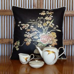 The Orient Collection Chinese Design on Black Glazed Cotton Cushion