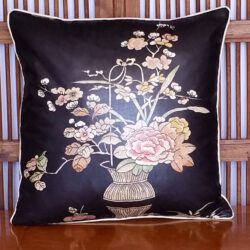 The Orient Collection Chinese Design on Black Glazed Cotton Cushion