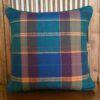 Dark Jade Forest Green Blue Madras Plaid Cushion 34cm 1 Dark Jade Forest Green Blue Madras Plaid Cushion 34cm