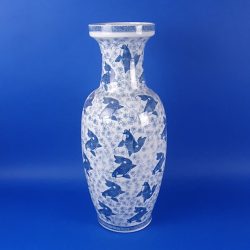 Large Vintage Blue and White Chinese Carp Vase